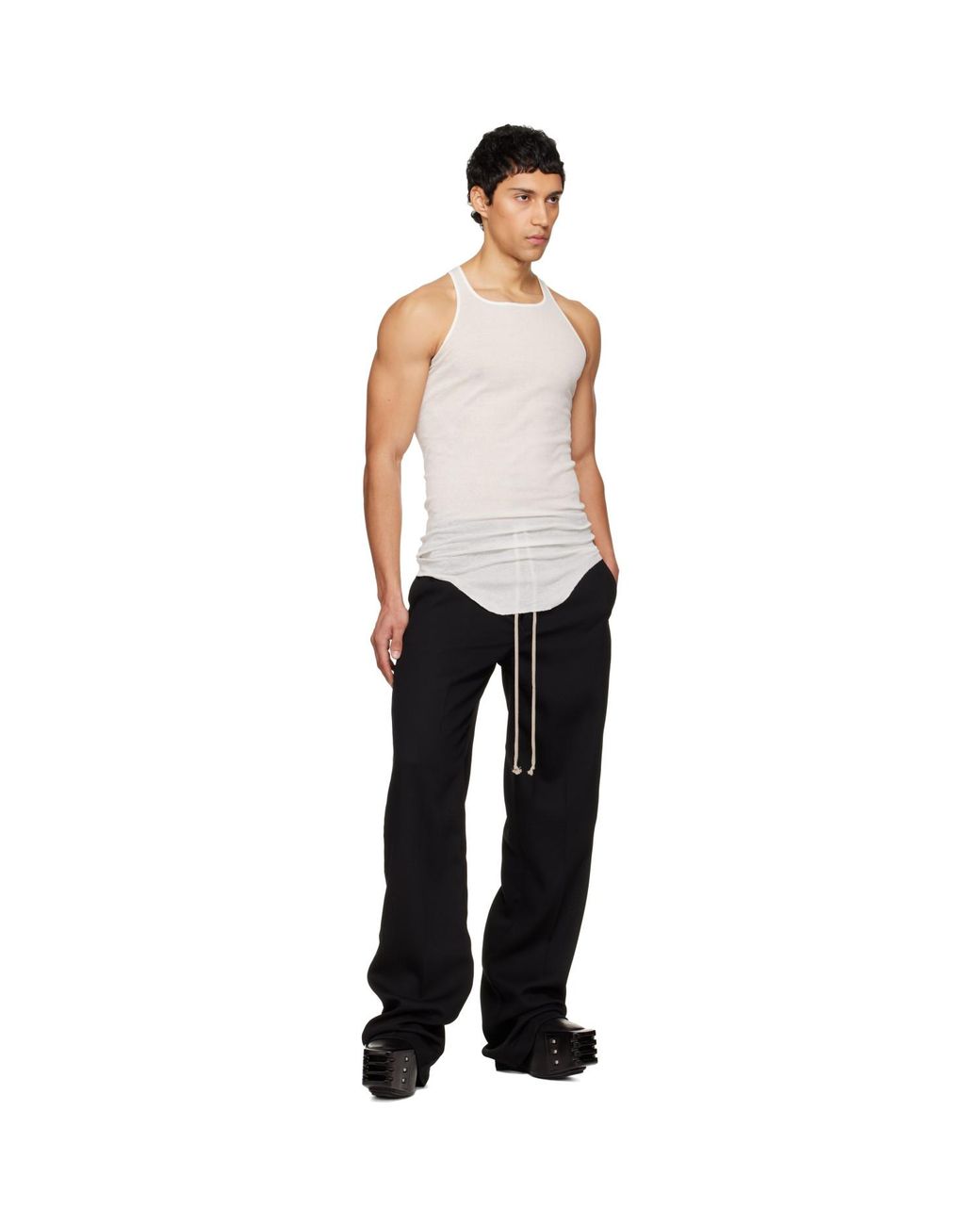 Rick Owens White Temple Basic Rib Tank Top for men