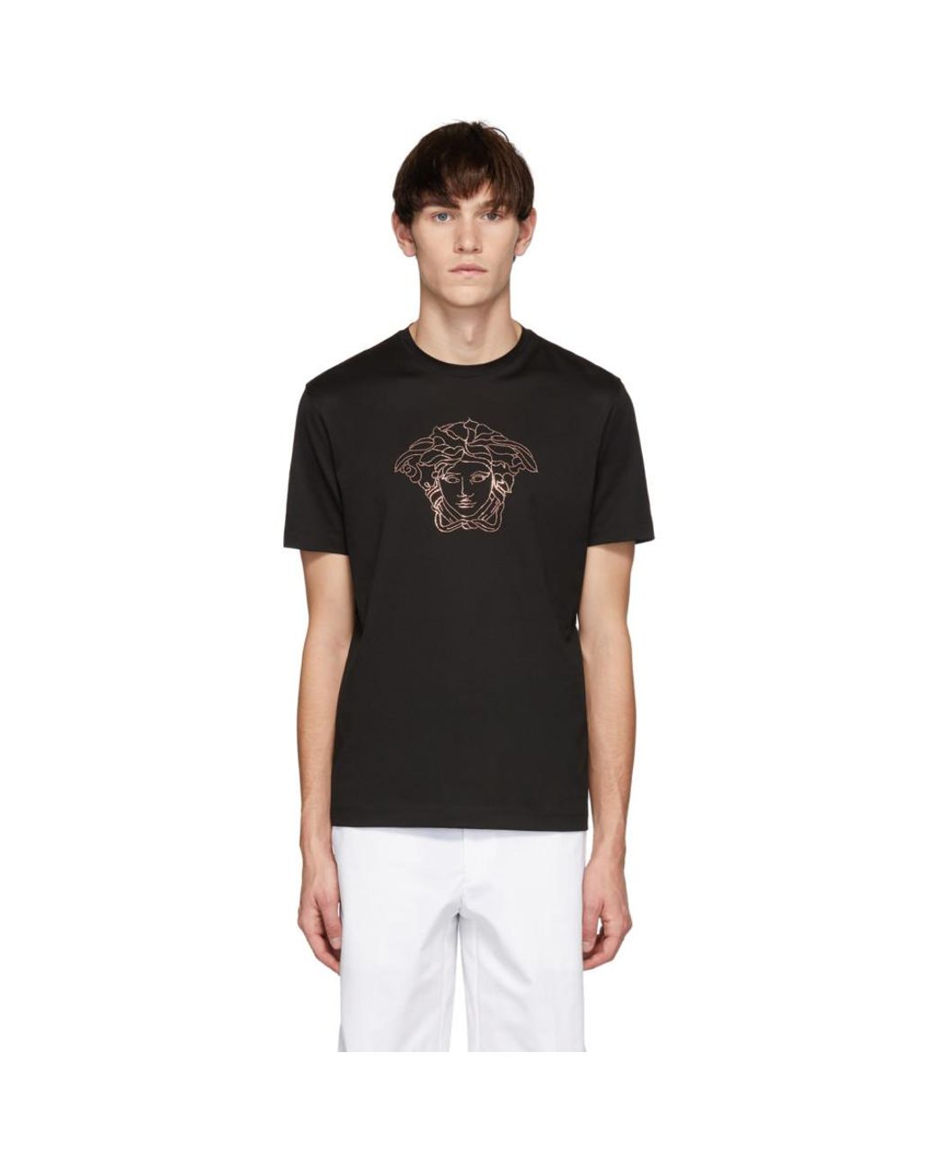 Versace Black Beaded Medusa T-shirt for Men | Lyst