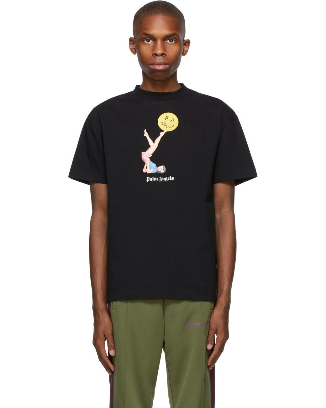 Palm Angels Cotton Black Smiley Edition juggler Pin-up T-shirt for Men ...