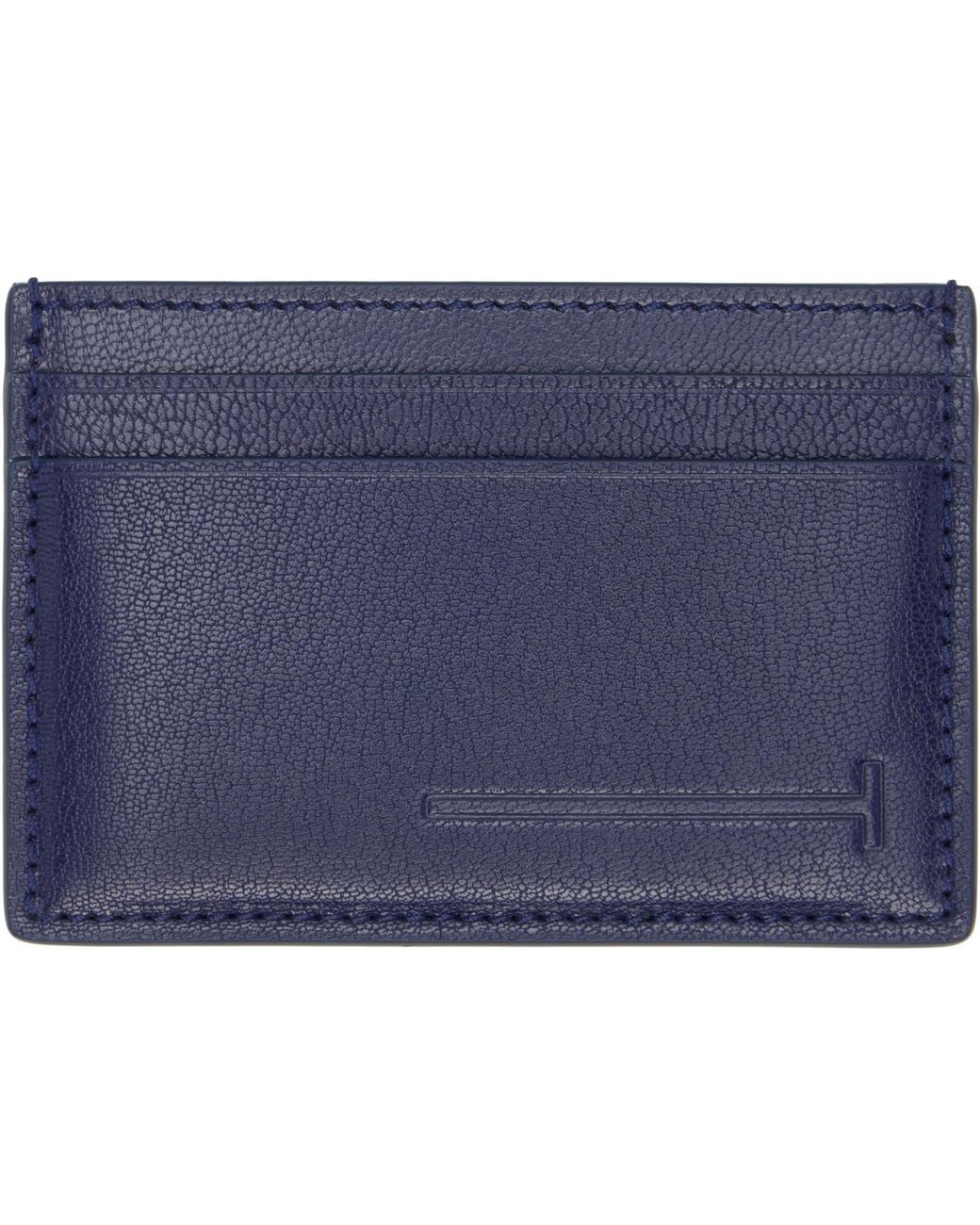 Tom Ford Blue Elongated T Line Card Holder for men