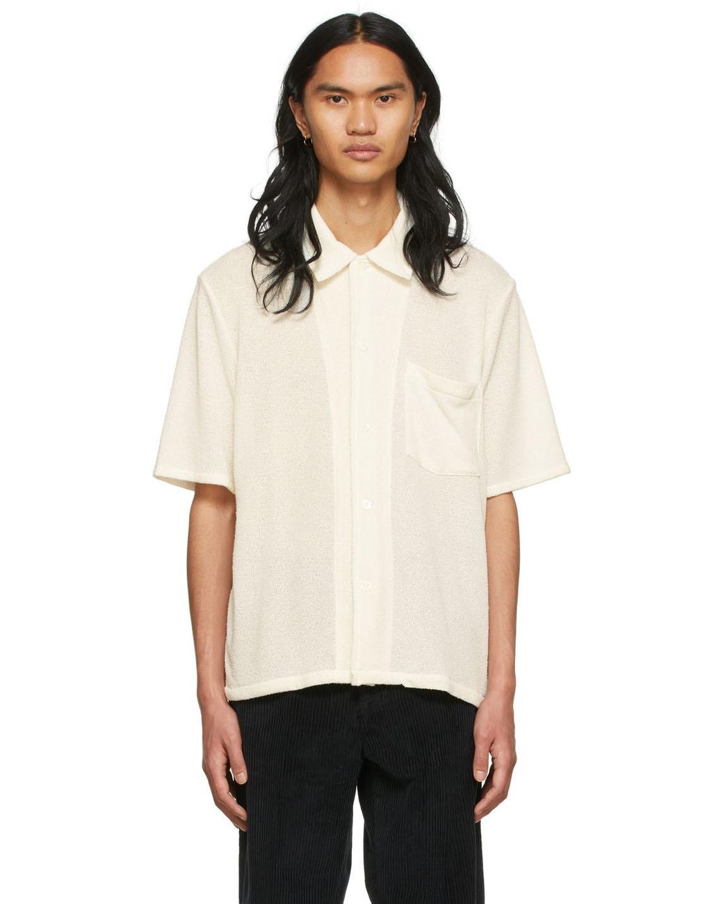 Our Legacy Cotton Off-white Bouclé Box Shirt for Men | Lyst