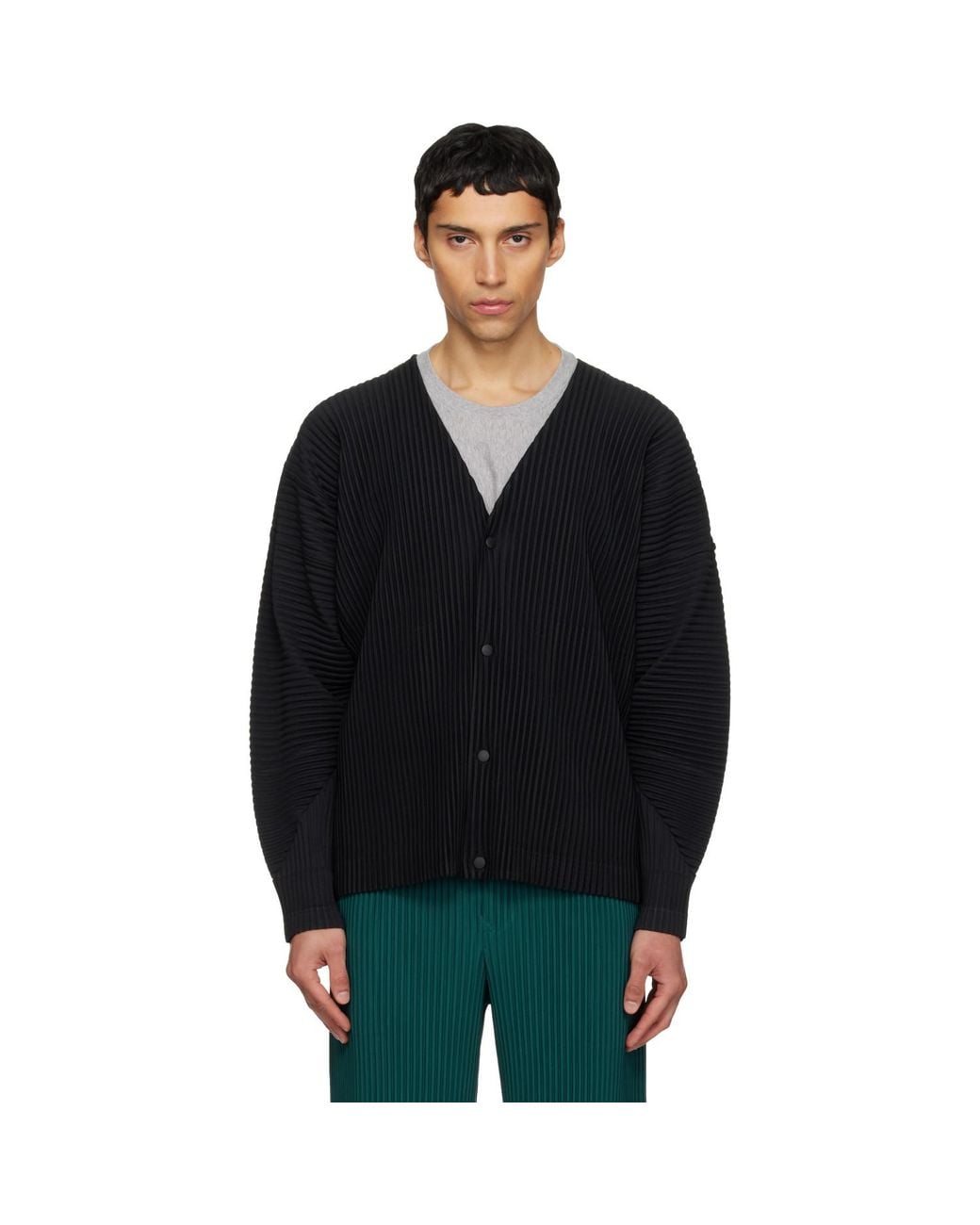 Homme Plissé Issey Miyake Color Pleats 1 Cardigan in Black for Men