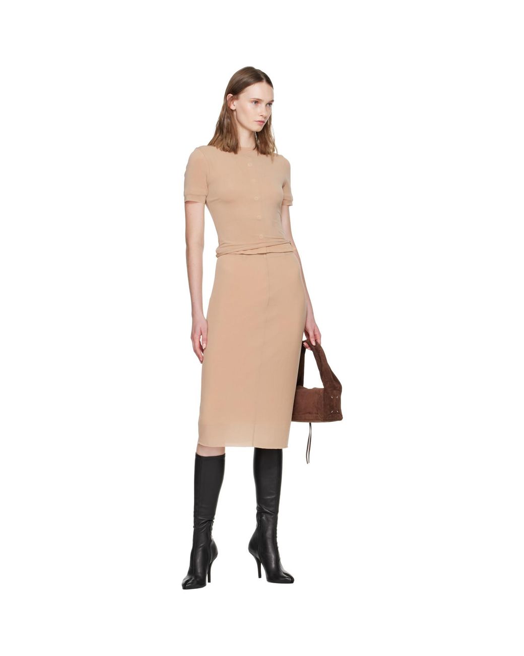 Maison Margiela Natural Fusion Jersey Midi Skirt