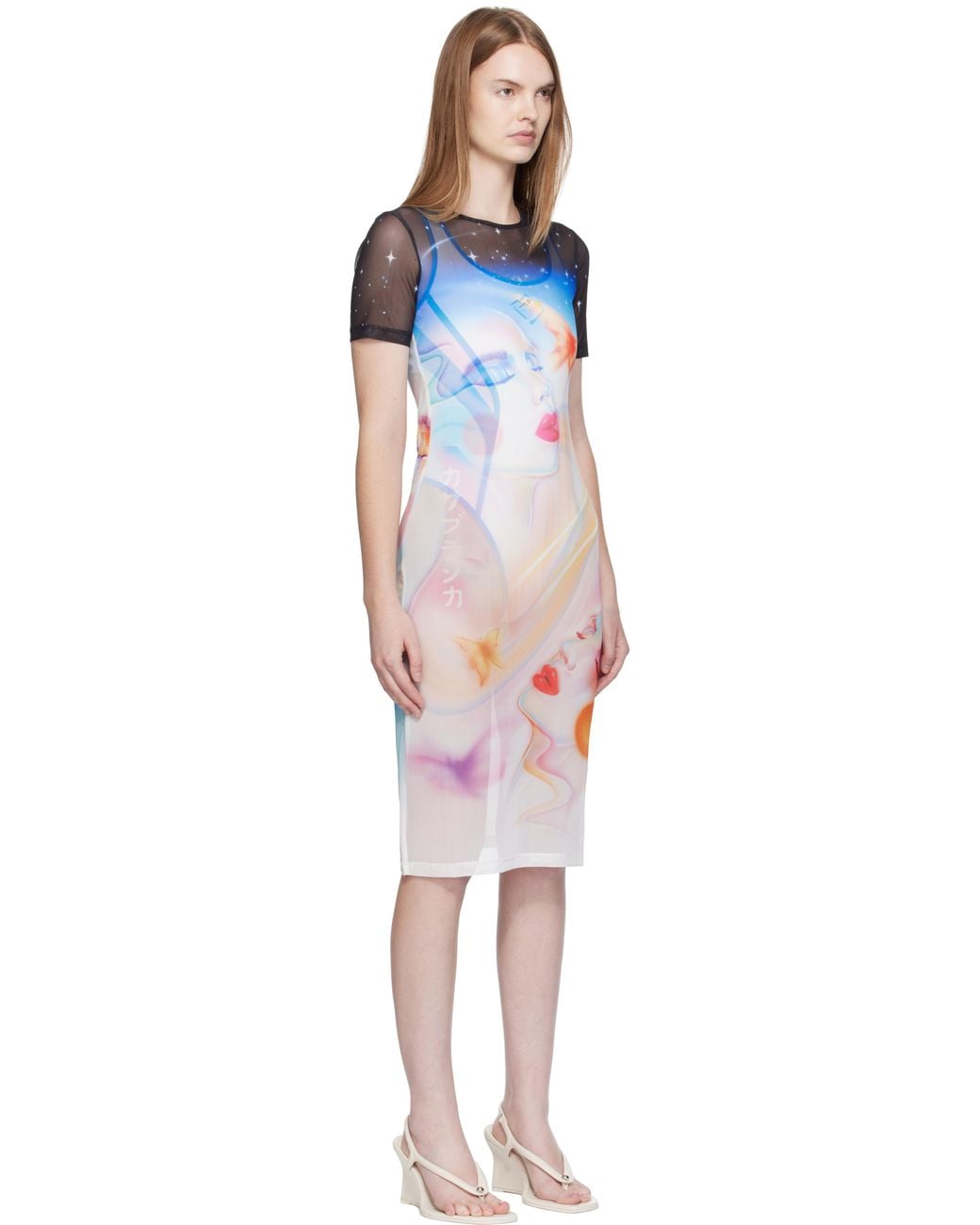 Casablanca Multicolor Printed Mesh Dress