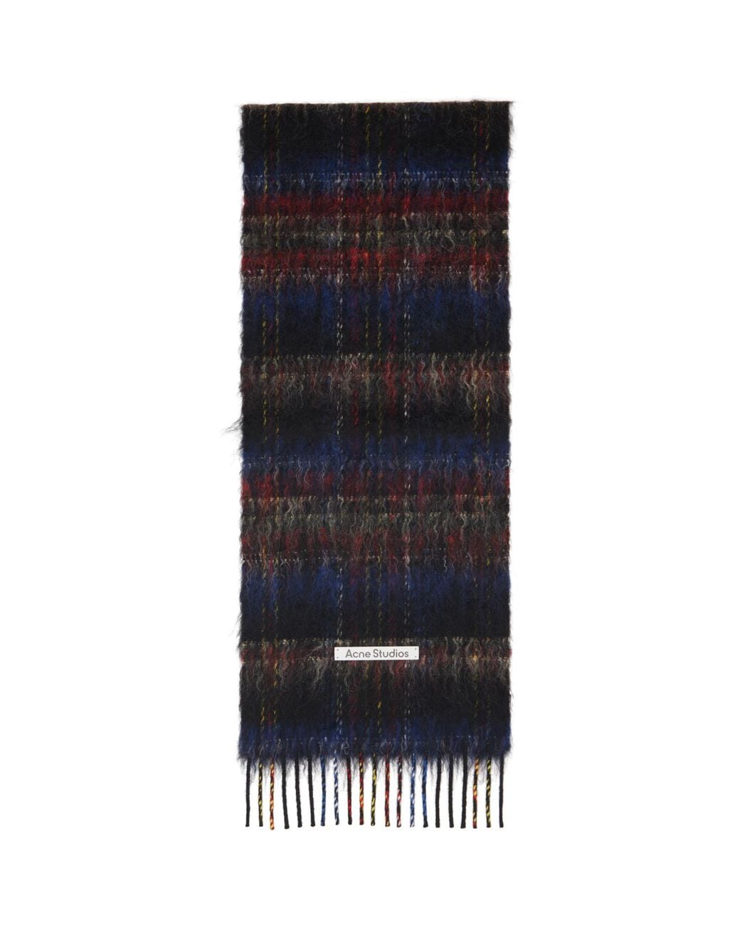 Acne Blue Check Fringed Scarf