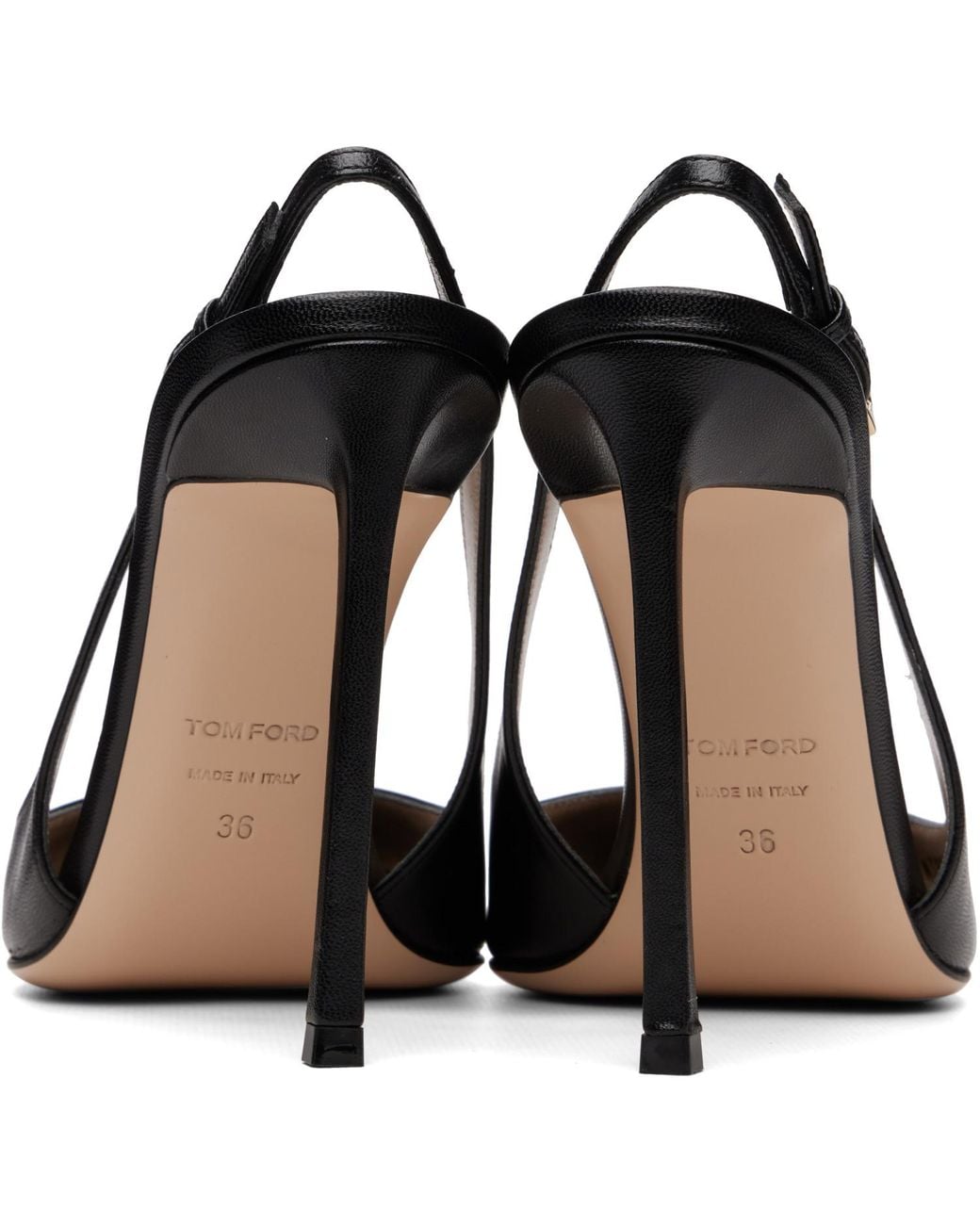 Tom Ford Black Shiny Leather Thea Slingback Heels