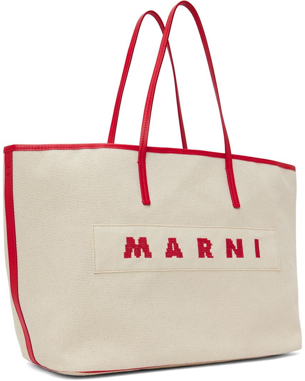Marni Beige & Red Small Reversible Janus Shopping Tote | Lyst