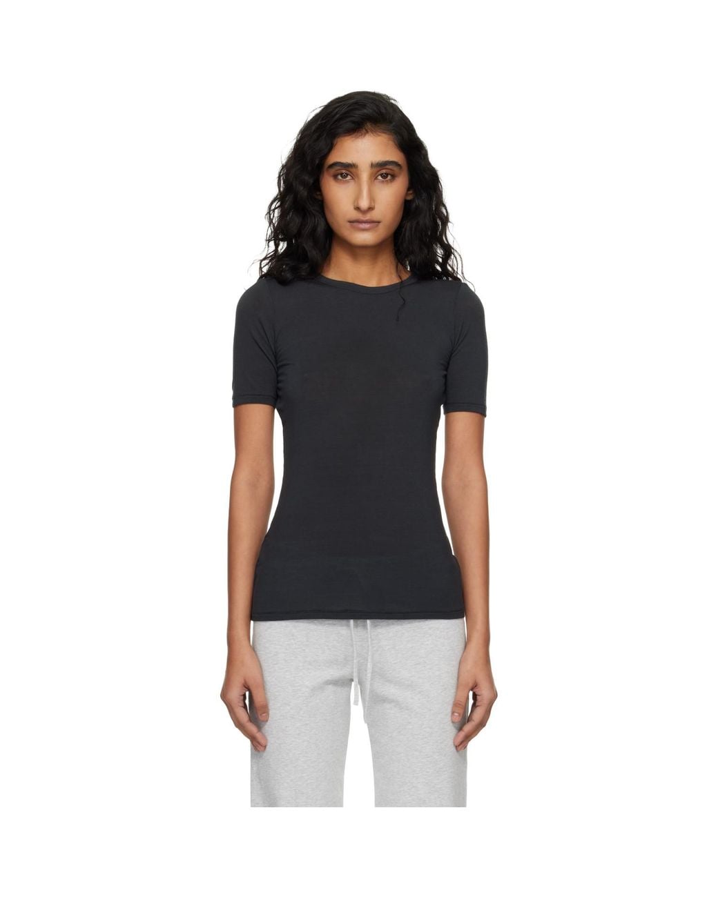 Skims Black Sheer Modal Long T-Shirt
