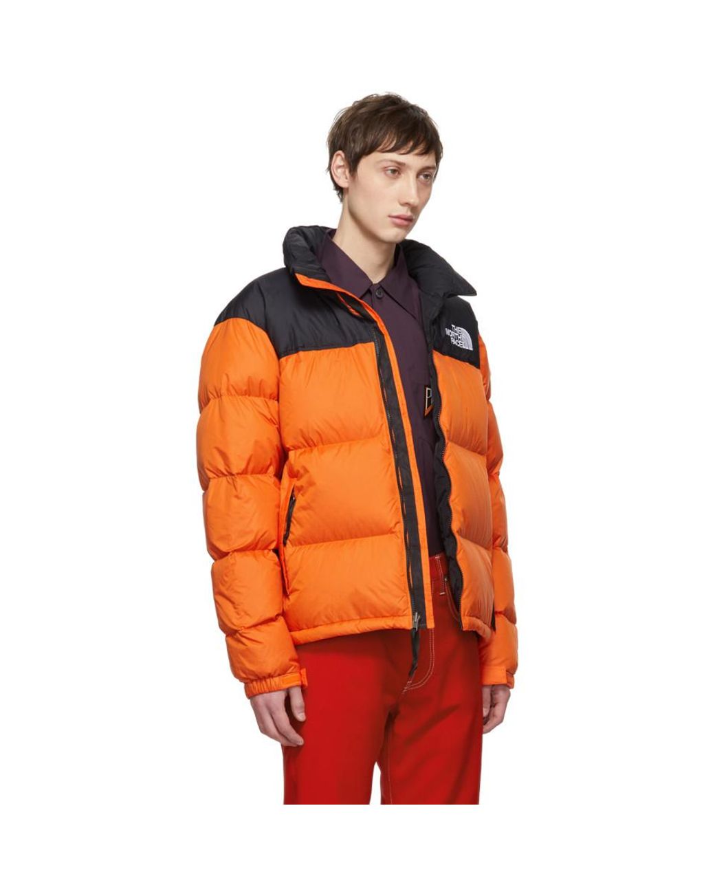 North face nuptse jacket hot sale orange