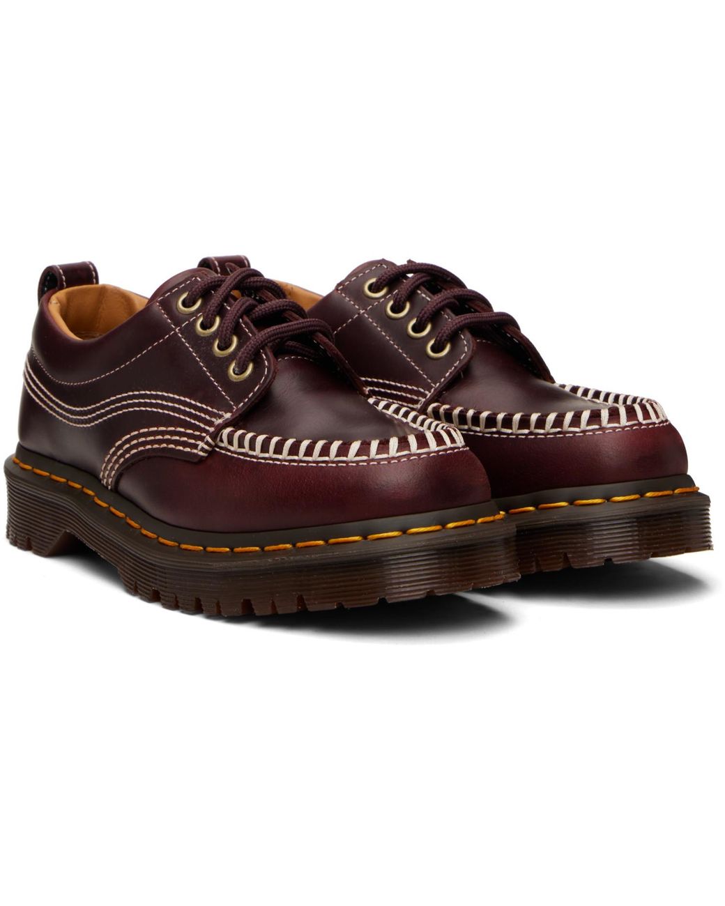 Dr. Martens Black Burgundy Lowell Leather Moc Toe Derbys