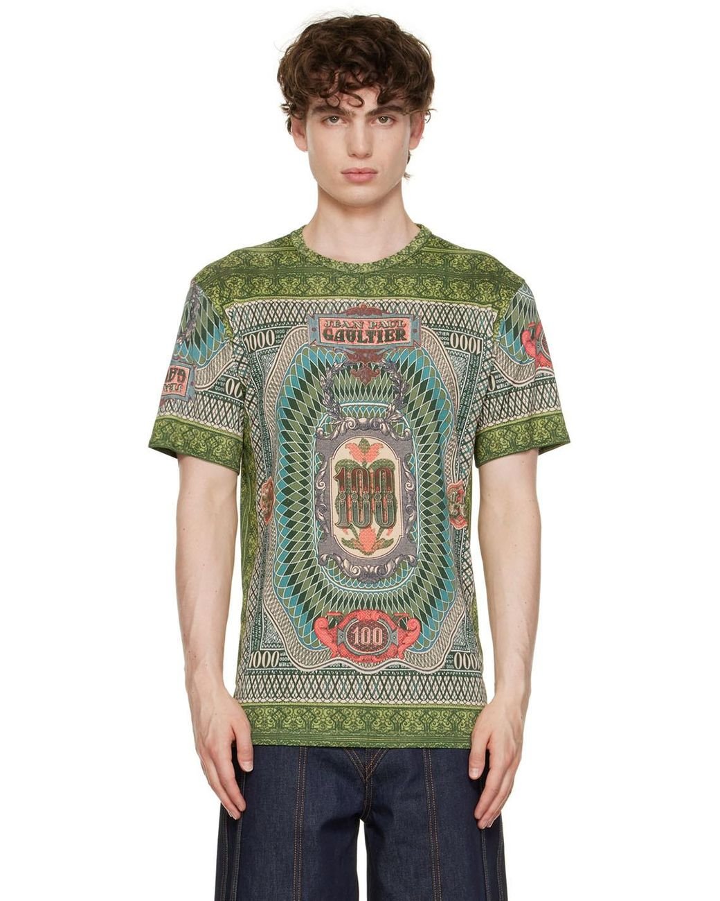 Jean Paul Gaultier Green 'the Banknote T-shirt' T-shirt for Men | Lyst