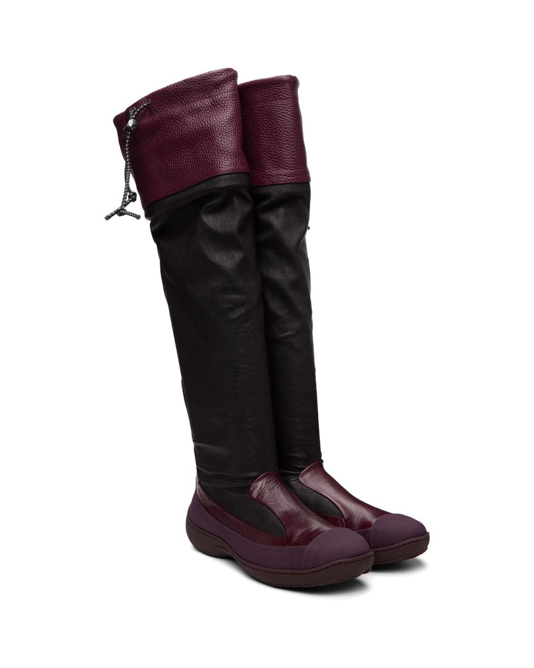 Kiko Kostadinov Black Burgundy Avocet Leather Tall Boots