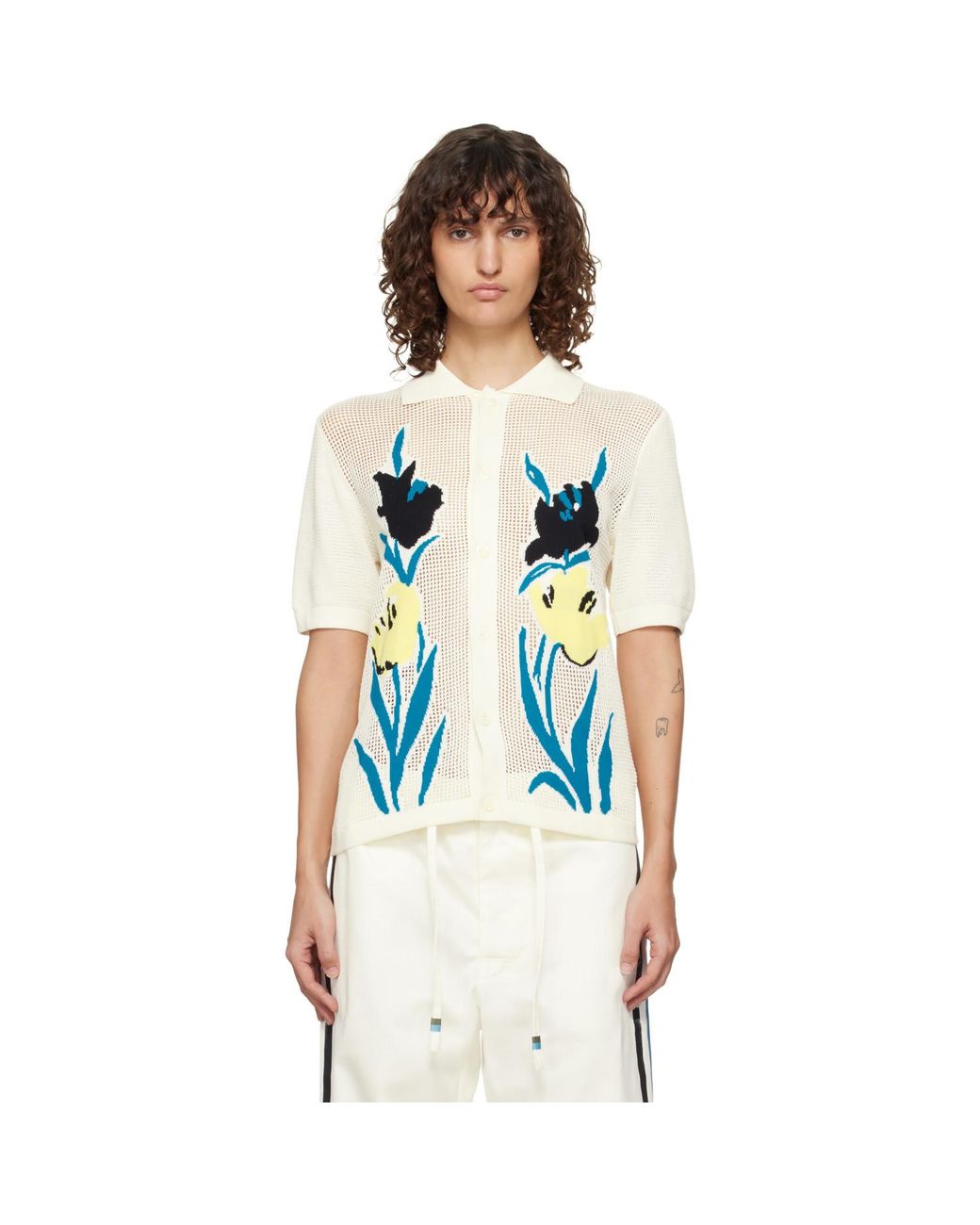 Marni Multicolor Polo-Collar & Flowers Shirt