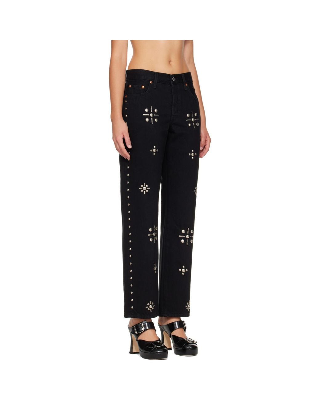 Anna Sui Black Studded Jeans