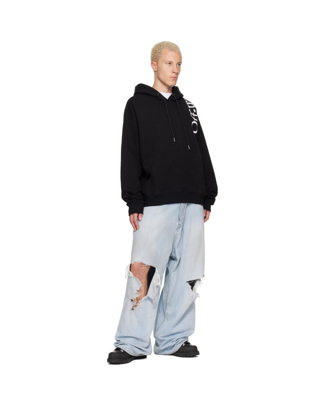 Off-White c/o Virgil Abloh Black Vertical Bookish Skate Hoodie for men