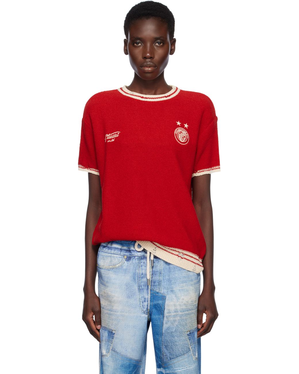 トップス andersson bell FOOTBALL SHORT SLEEVE Black Football Short Sleeve T-shirt by Andersson Bell on Sale