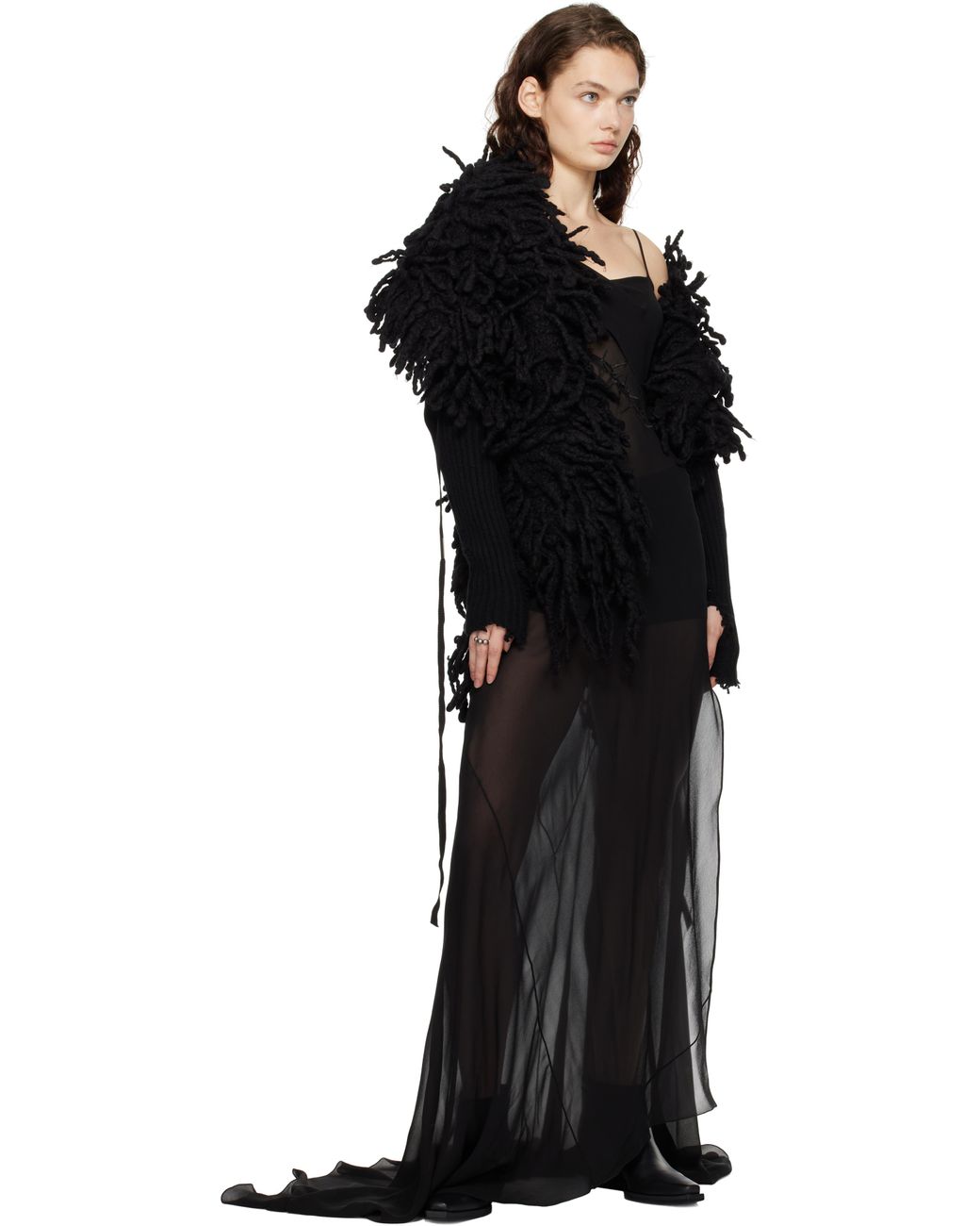 Ann Demeulemeester Sanra Fringed Stole Scarf in Black | Lyst