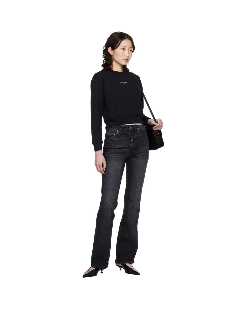 Maison Kitsuné Black Paris' Cropped Sweatshirt
