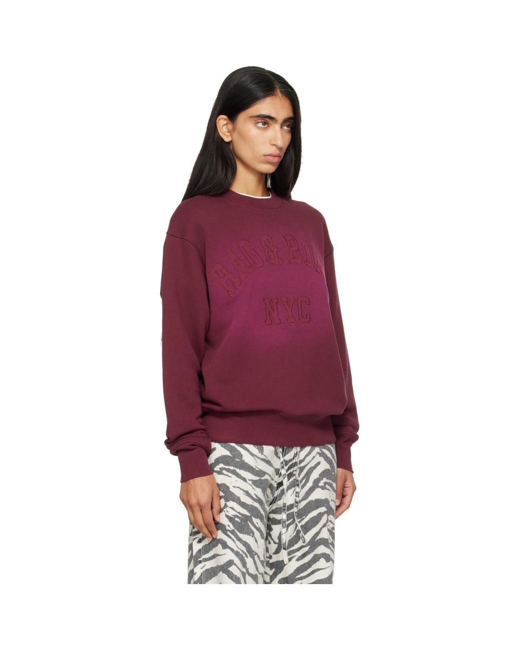 Rag & Bone Red Burgundy Rb University Vintage Terry Sweatshirt
