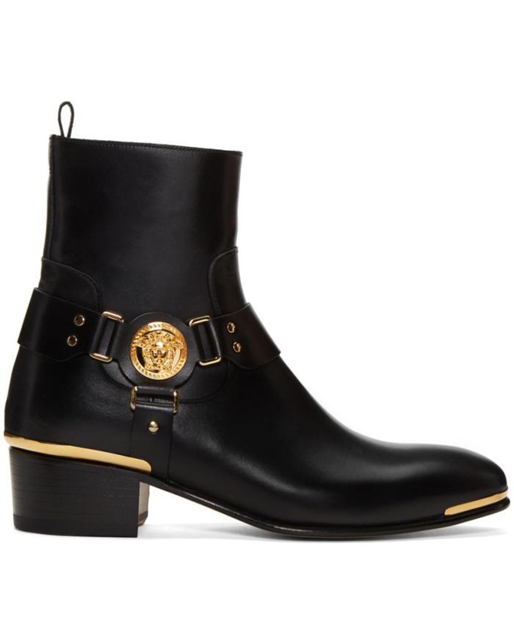靴 VERSACE Harness design Side-gore Boots Versace Black Medusa Harness Boots for Men | Lyst