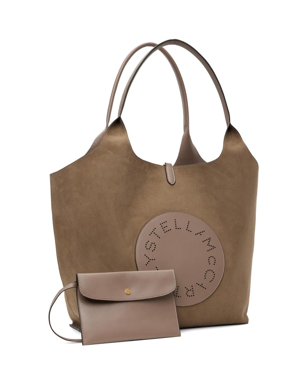 Stella McCartney Brown Khaki Logo Reversible Tote