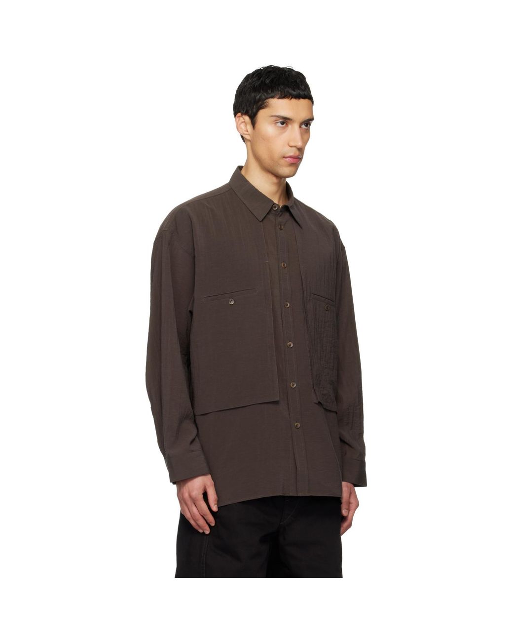 LE17SEPTEMBRE Black Oversized Cargo Pocket Shirt for men