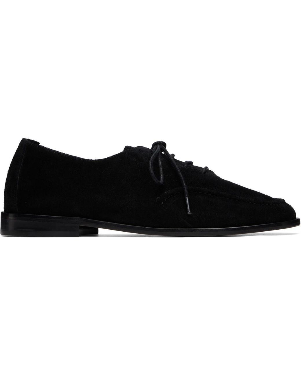 Hereu Black Juliol Lace Up Suede Loafers for men