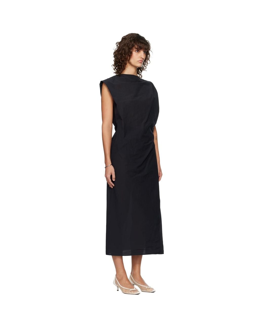 Jacquemus Black 'The Drap' Midi Dress