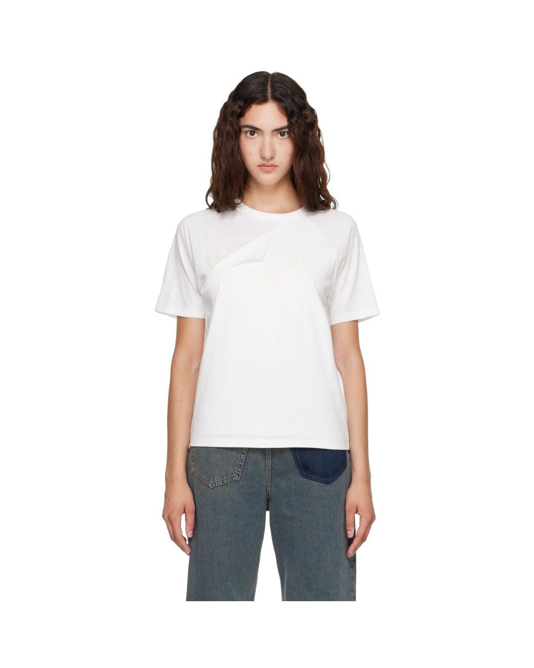 MM6 by Maison Margiela White Folded Logo T-Shirt