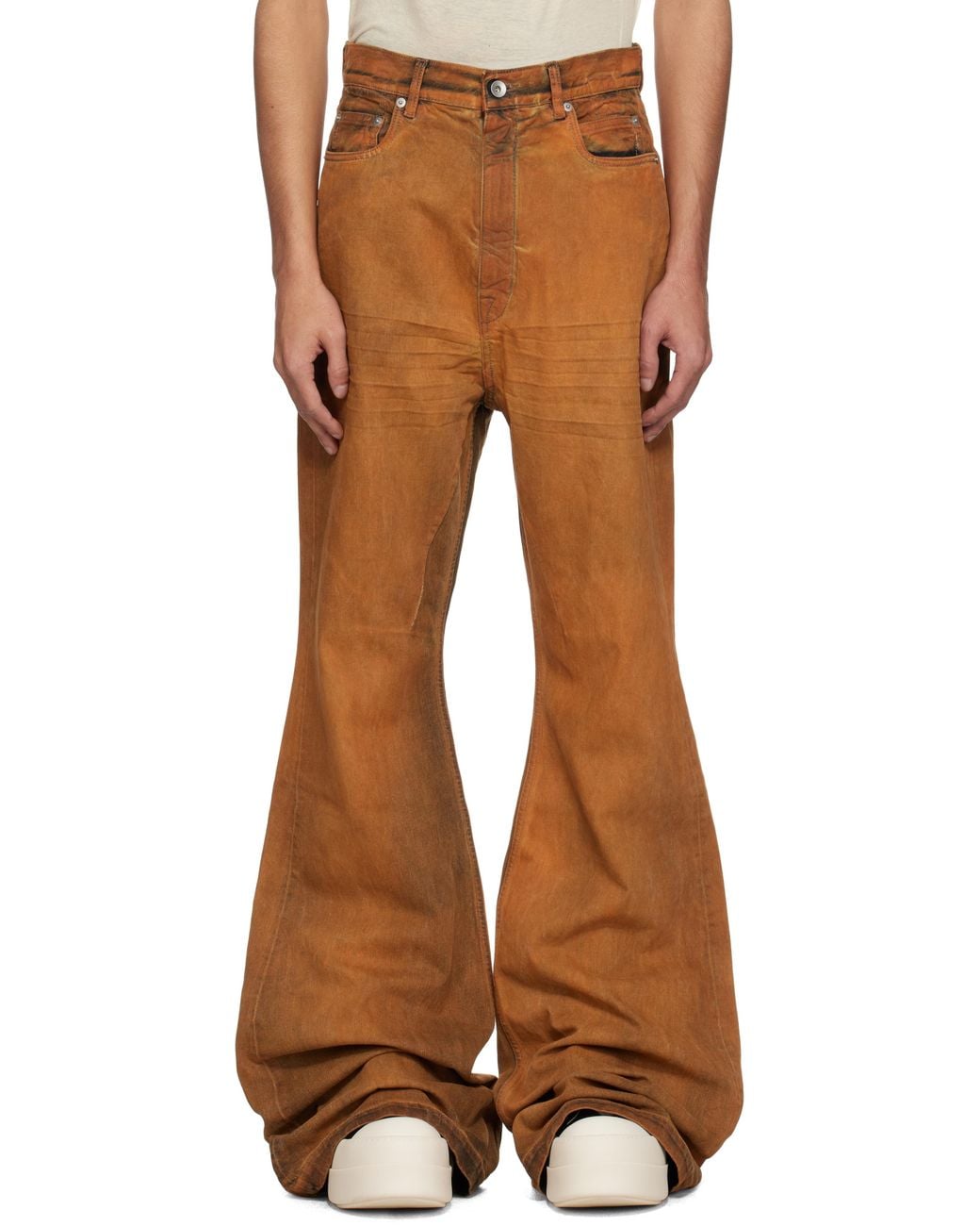 Rick Owens Hollywood Bolan Bootcut Jeans in Brown for Men | Lyst