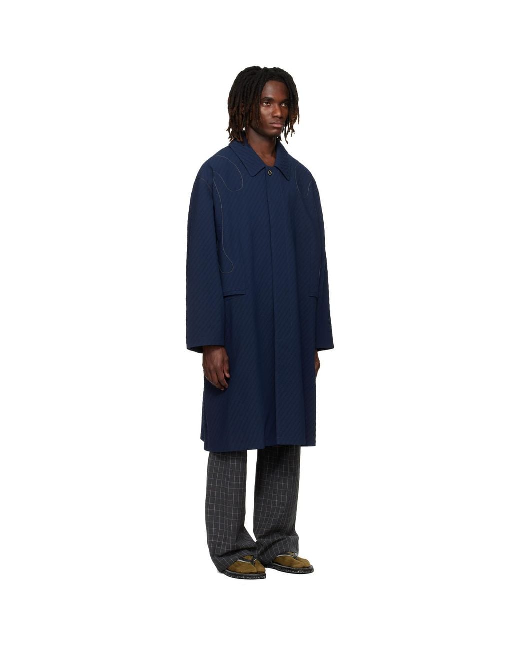 Kiko Kostadinov Blue Euri K-Shoulder Coat for men