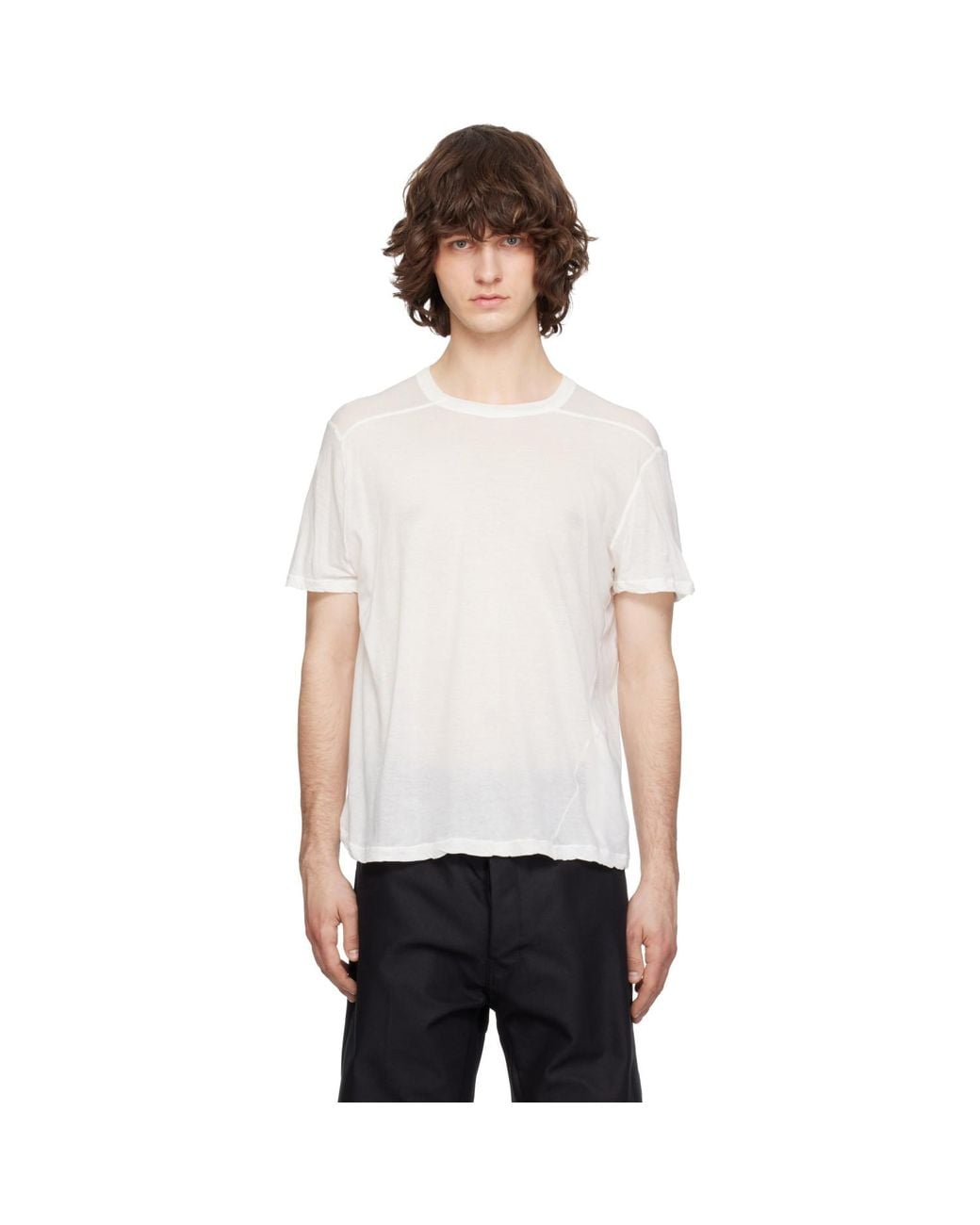 Rick Owens White Off- Temple Short Level T-Shirt for men