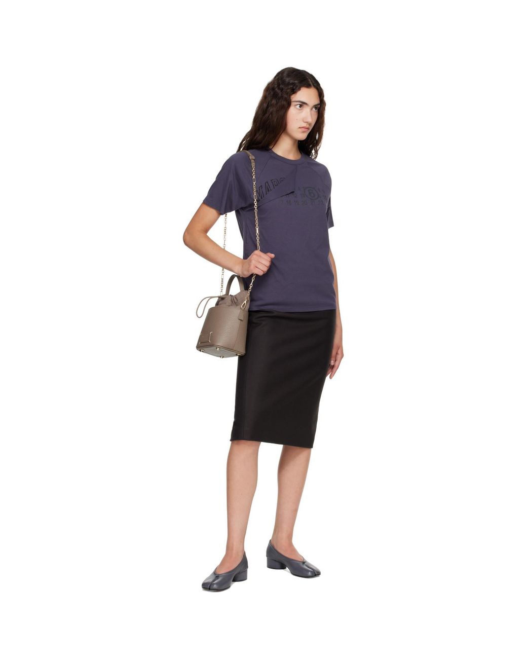 MM6 by Maison Margiela Black Wool Felt Midi Skirt