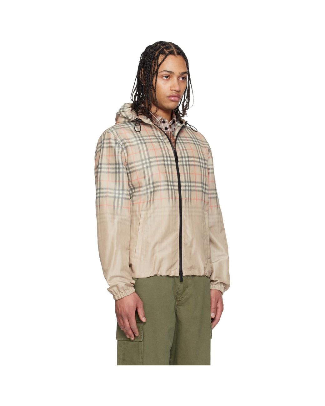 Burberry Natural Gradient Check Hooded Jacket for men
