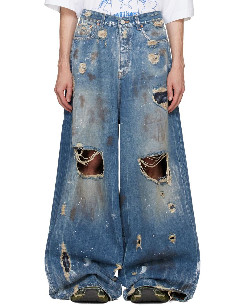 Vetements Trashed Big Shape Jeans in Blue for Men | Lyst