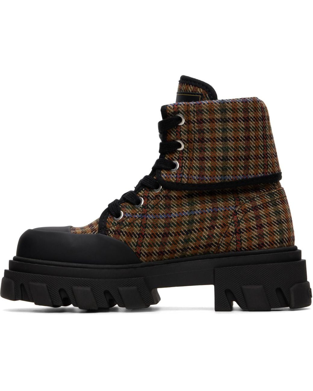 Ganni Brown Cleated Canvas Boots