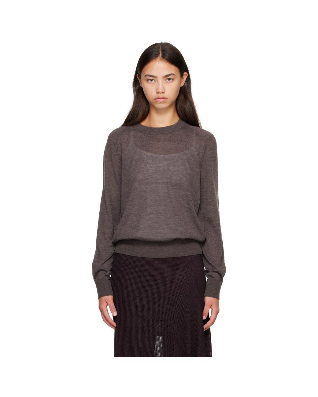 Loulou de Saison Brown Ditto Lds Fine Knit Cashmere Sweater