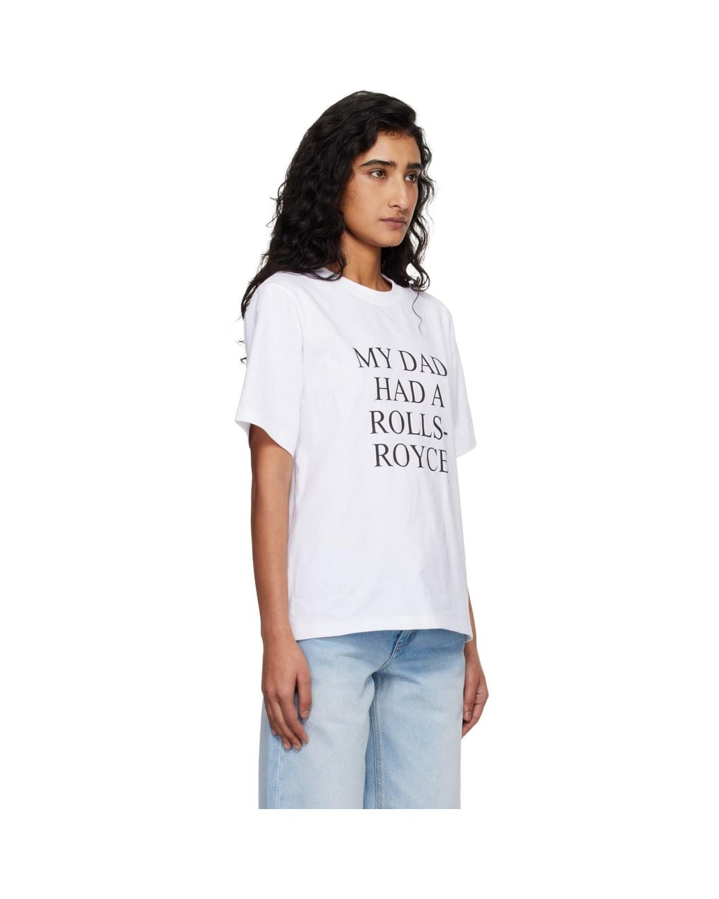Victoria Beckham White 'My Dad Had A Rolls-Royce' T-Shirt