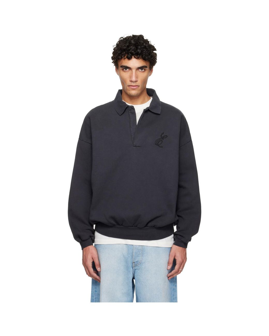 Fear Of God Black Holiday Embroidered Classic Polo for men