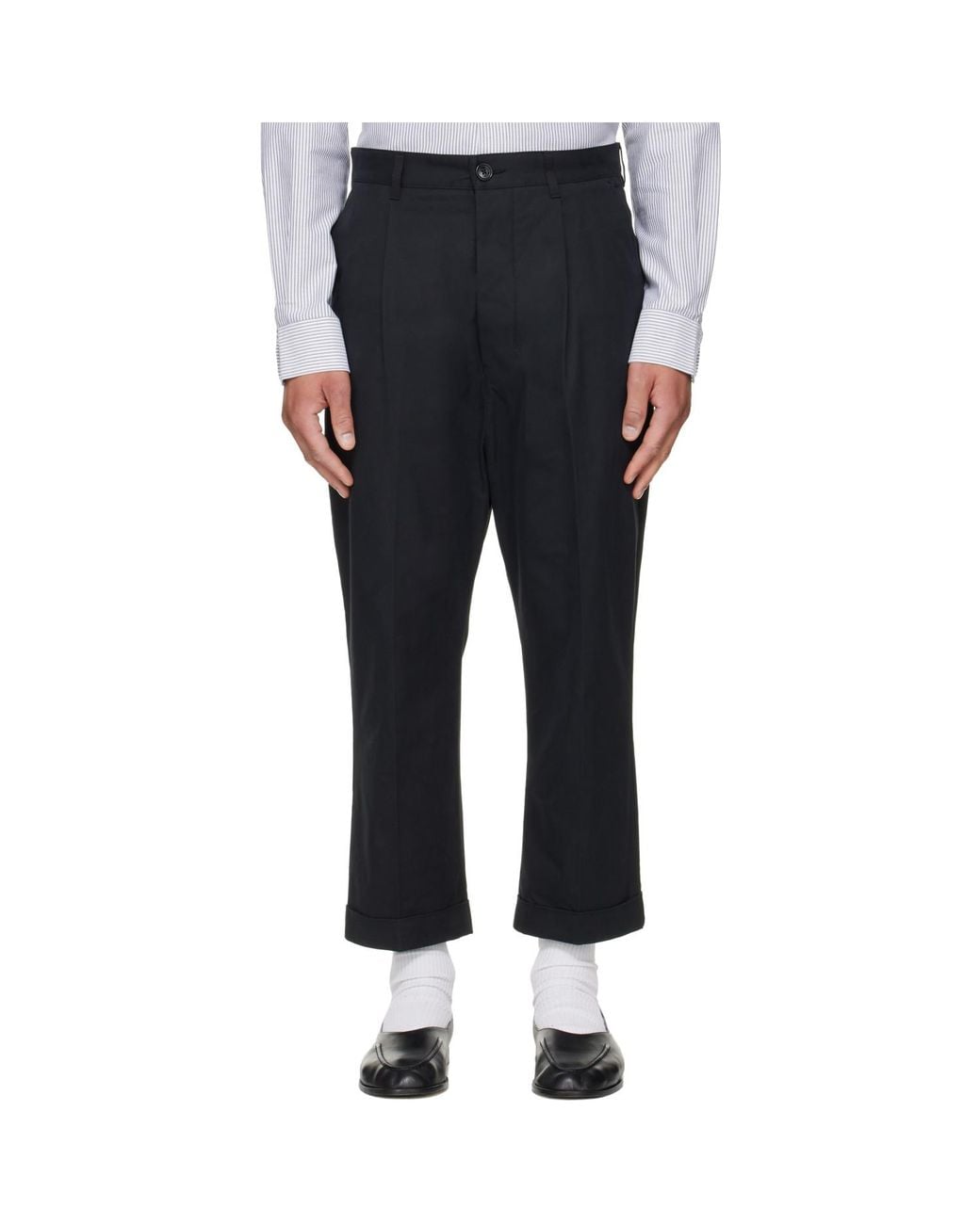 AMI Black Cotton Carrot Oversized Trousers for men