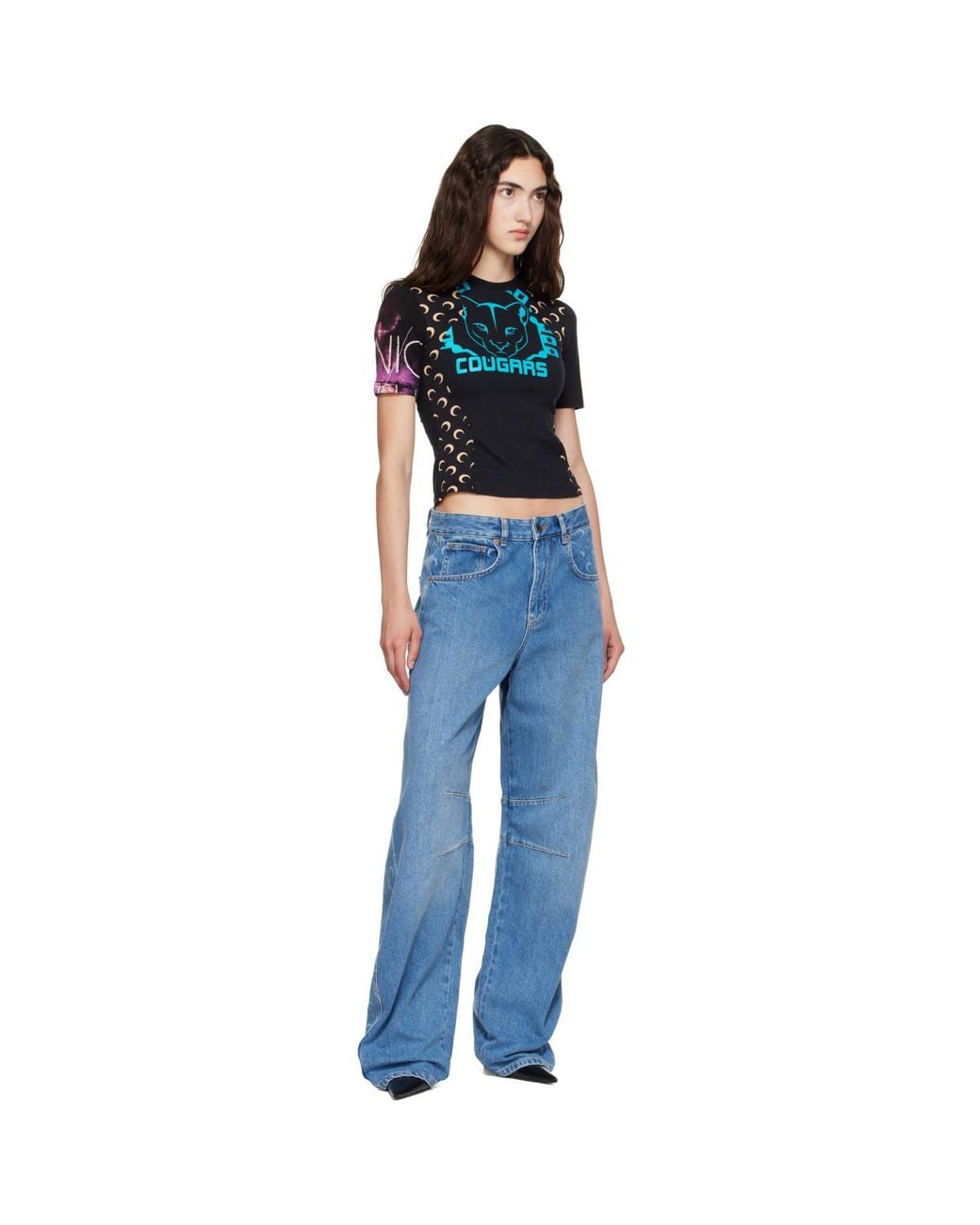 MARINE SERRE Blue Regenerated Graphic Jersey Baby Fit T-Shirt