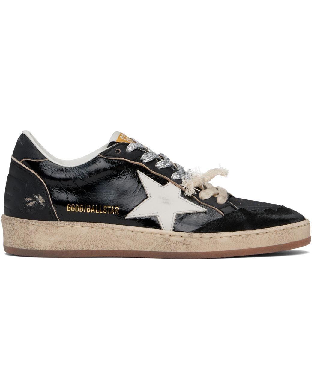 Golden Goose Ball Star Destroyed Toe Sneakers in Black | Lyst Canada
