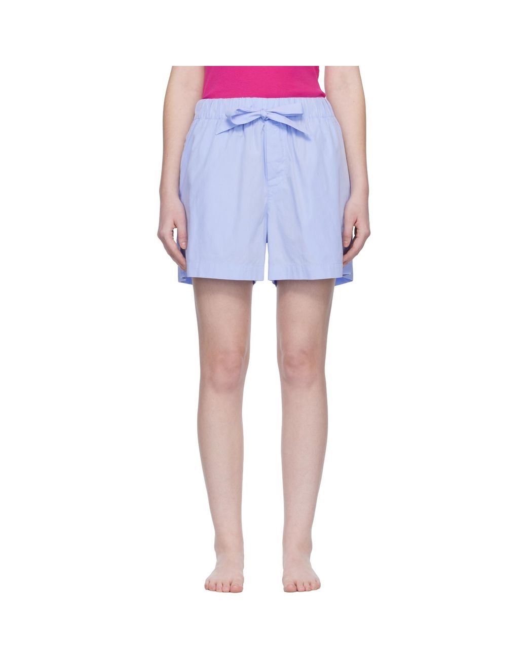 Tekla Blue Poplin Pyjama Shorts