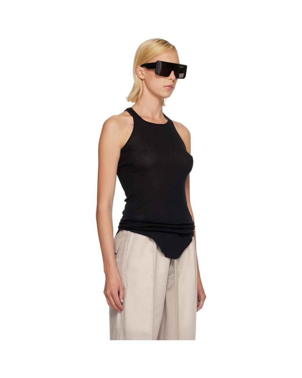 Rick Owens Black Tower Basic Rib Tank Top