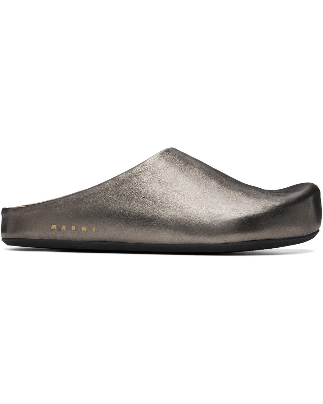 Marni Black Gunmetal Fussbett Sabot Slip-on Loafers for men