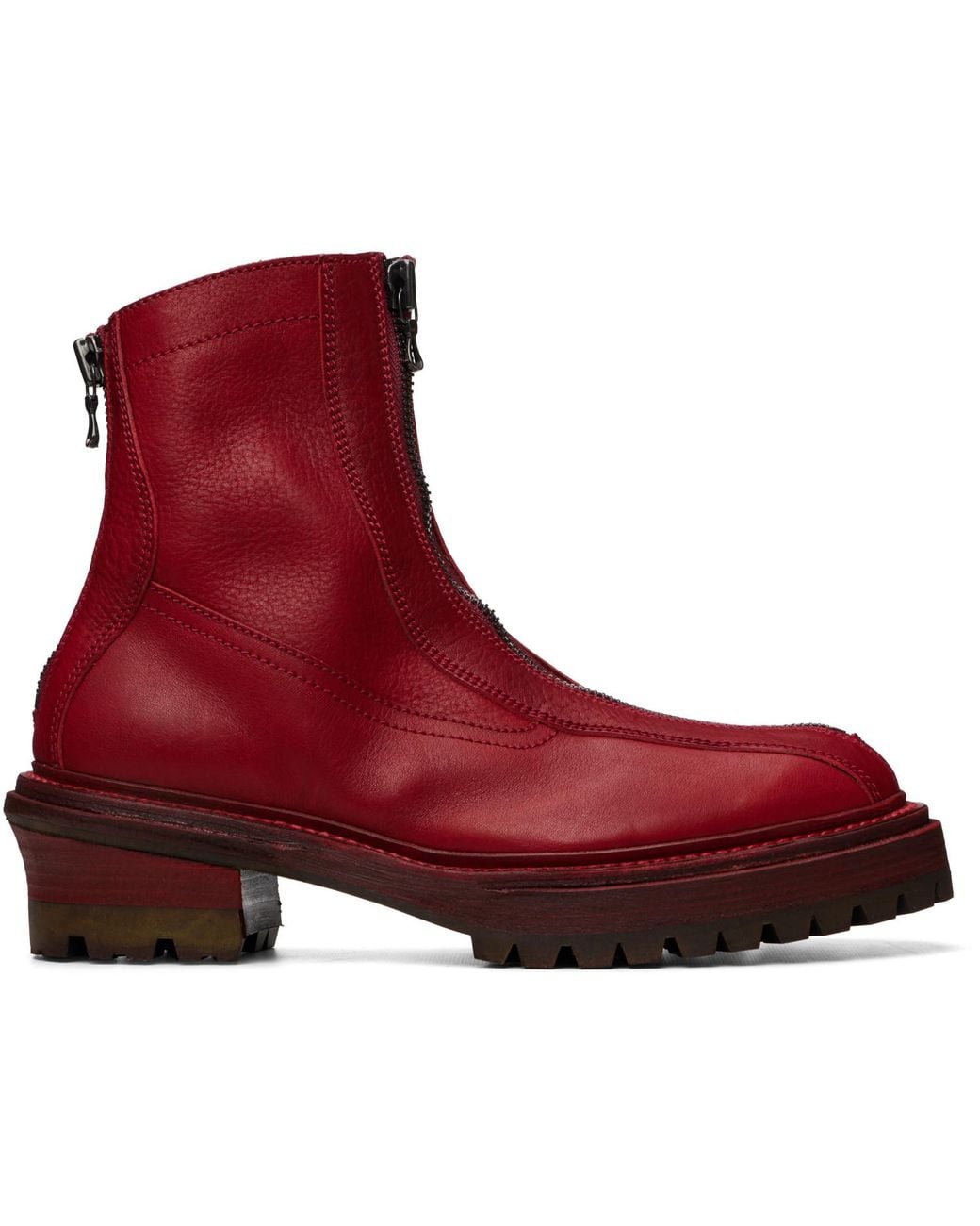 Julius Red Front Zip Boots for men