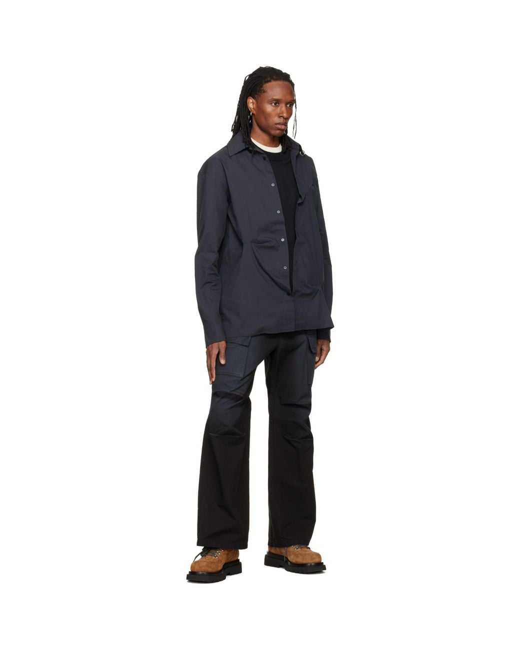 we11done Black Washed Multi Pocket Cargo Pants for men