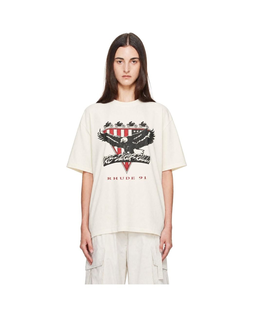 Rhude White Off- Stage Racing' T-Shirt
