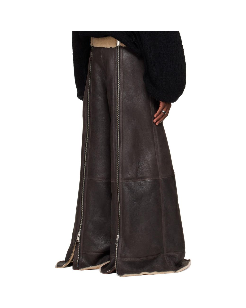 Lu'u Dan Black Ssense Exclusive Shearling Flight Pants for men