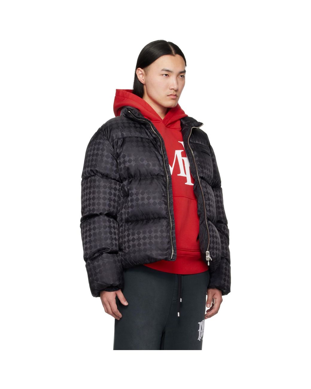Amiri Red Ma Quad Jacquard Down Jacket for men